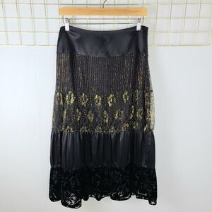 Silk Blend Velvet Burnout Tiered Dark Fairy Whimsigoth Skirt